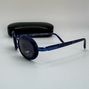 Vintage Fendi SL 7116 Blue Oval Sunglasses Made in Italy Small Frame Y2K